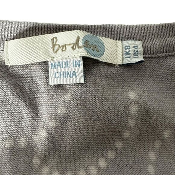 Boden Gray Crewneck Button Front Cardigan size 4 - Picture 2 of 4